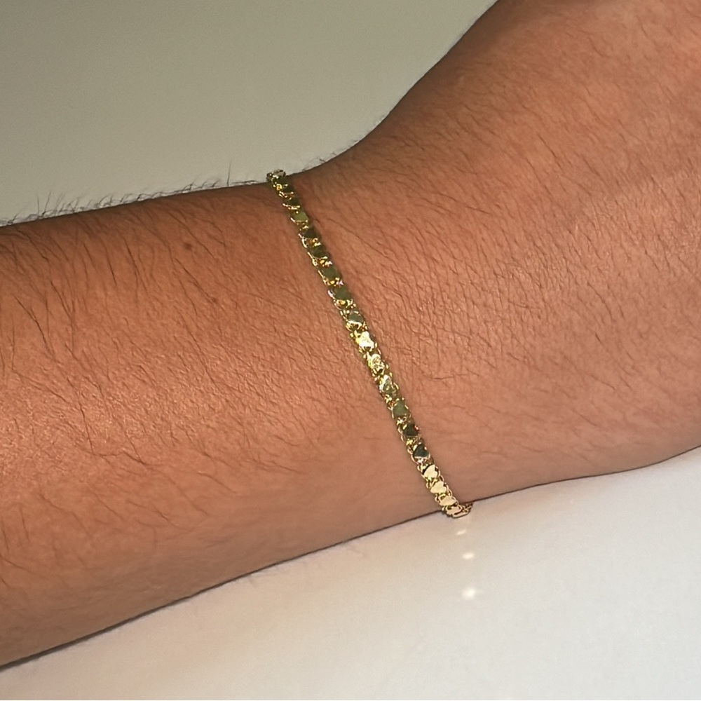 Solid Stamped 14K Yellow Gold Love Hearts Link Bracelet - Picture 7 of 12